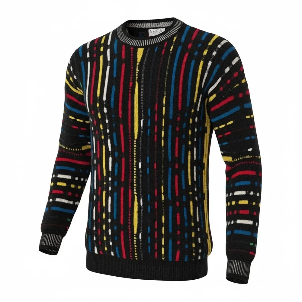 AREA Men's Multicolor Patterned Crewneck Sweater